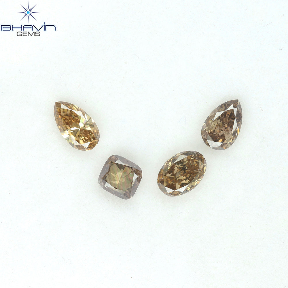 1.61 CT/4 Pcs Natural Mix Diamond Brown Color Clarity VS (6.12 MM)