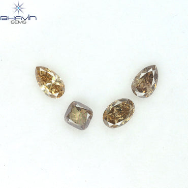 1.61 CT/4 Pcs Natural Mix Diamond Brown Color Clarity VS (6.12 MM)