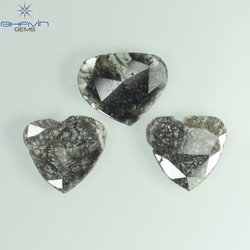 1.75 CT/5 ピース スライス形状 天然ダイヤモンド ソルト アンド ペッパー カラー I3 クラリティ (10.45 MM)