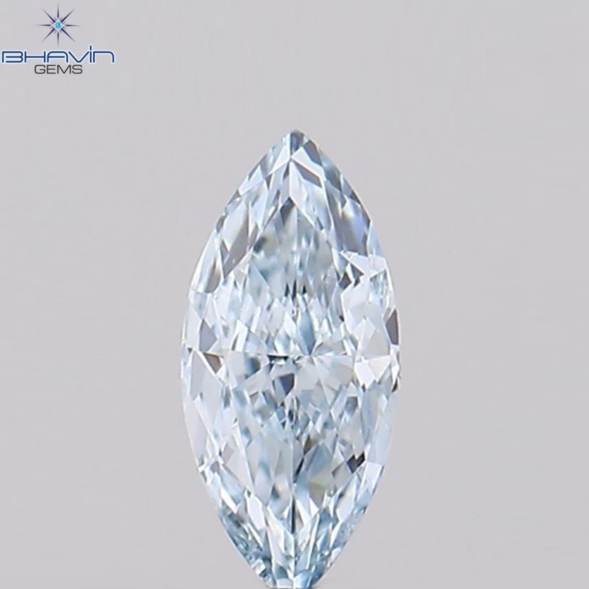 0.11 CT マーキス シェイプ ナチュラル ダイヤモンド グリーンがかったブルー カラー VVS1 クラリティ (4.91 MM)