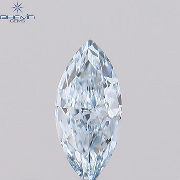 0.11 CT マーキス シェイプ ナチュラル ダイヤモンド グリーンがかったブルー カラー VVS1 クラリティ (4.91 MM)