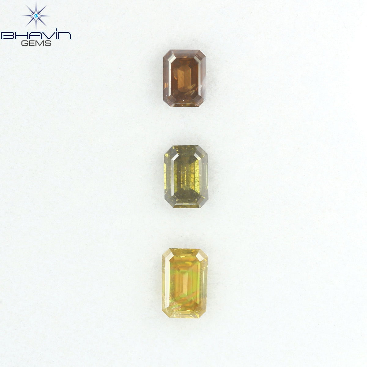 1.46 CT/3 Pcs Natural Emerald Diamond Mix Fancy Color Clarity SI (5.67 MM)