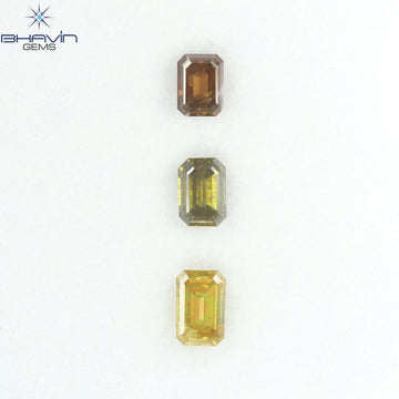 1.46 CT/3 Pcs Natural Emerald Diamond Mix Fancy Color Clarity SI (5.67 MM)
