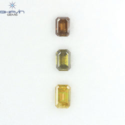 1.46 CT/3 Pcs Natural Emerald Diamond Mix Fancy Color Clarity SI (5.67 MM)