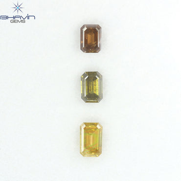 1.46 CT/3 Pcs Natural Emerald Diamond Mix Fancy Color Clarity SI (5.67 MM)