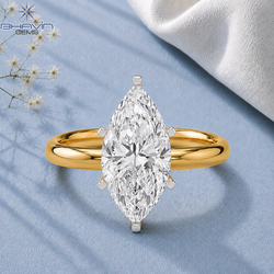 Marquise Cut Diamond Two-Tone Six-Prong Solitaire Engagement Ring