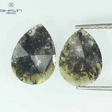 1.75 CT/5 ピース スライス形状 天然ダイヤモンド ソルト アンド ペッパー カラー I3 クラリティ (10.45 MM)
