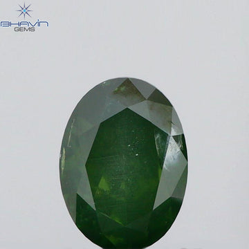0.41 CT Natural Oval Diamond Enhanced Green Color Clarity I1 (5.19 MM)