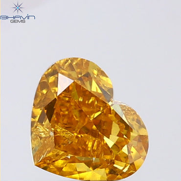 1.01 CT Heart Shape Natural Diamond Orange Color SI2 Clarity (6.51 MM)