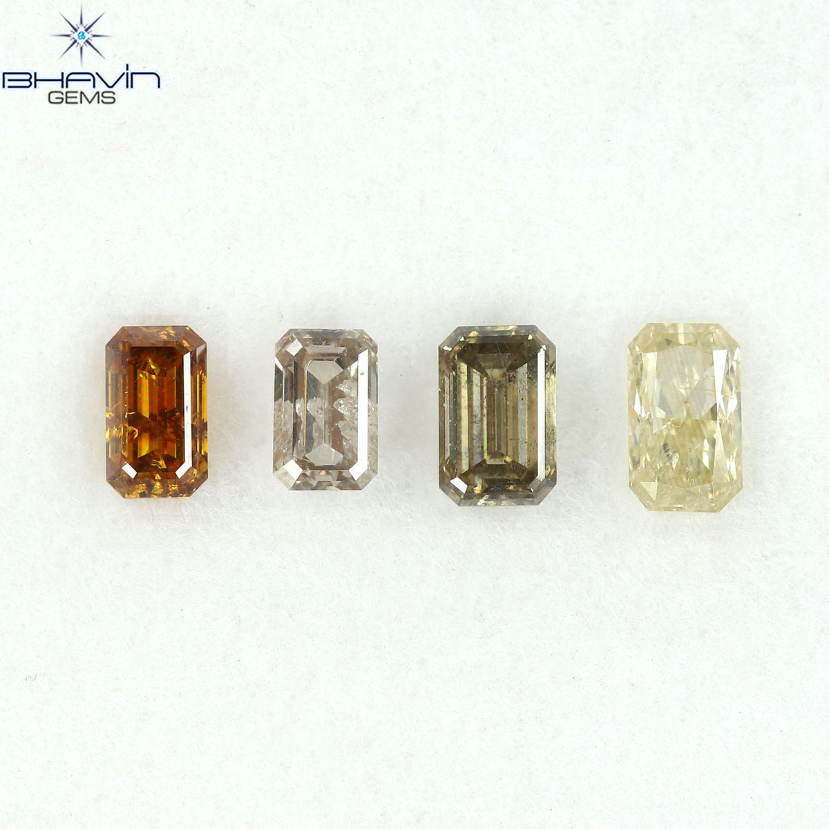 1.21 CT/4 Pcs Natural Emerald Diamond Mix Fancy Color Clarity I1 (5.05 MM)