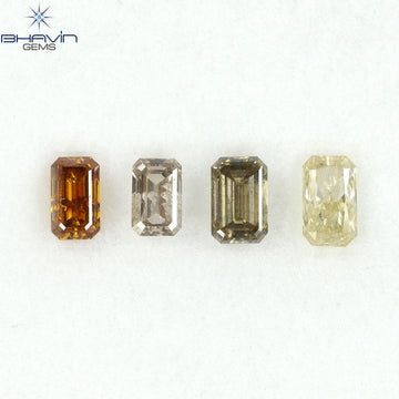 1.21 CT/4 Pcs Natural Emerald Diamond Mix Fancy Color Clarity I1 (5.05 MM)