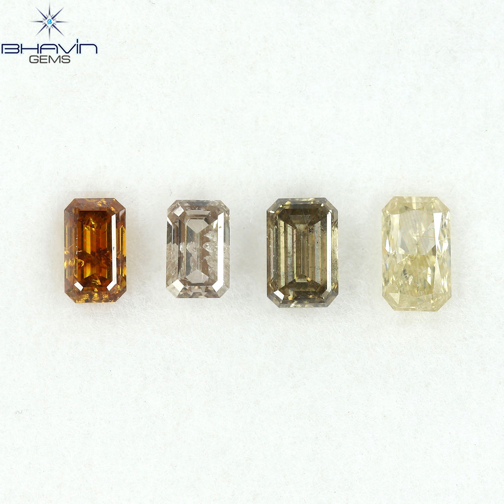 1.21 CT/4 Pcs Natural Emerald Diamond Mix Fancy Color Clarity I1 (5.05 MM)