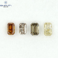 1.21 CT/4 Pcs Natural Emerald Diamond Mix Fancy Color Clarity I1 (5.05 MM)