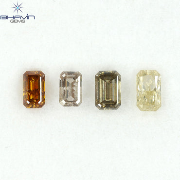 1.21 CT/4 Pcs Natural Emerald Diamond Mix Fancy Color Clarity I1 (5.05 MM)