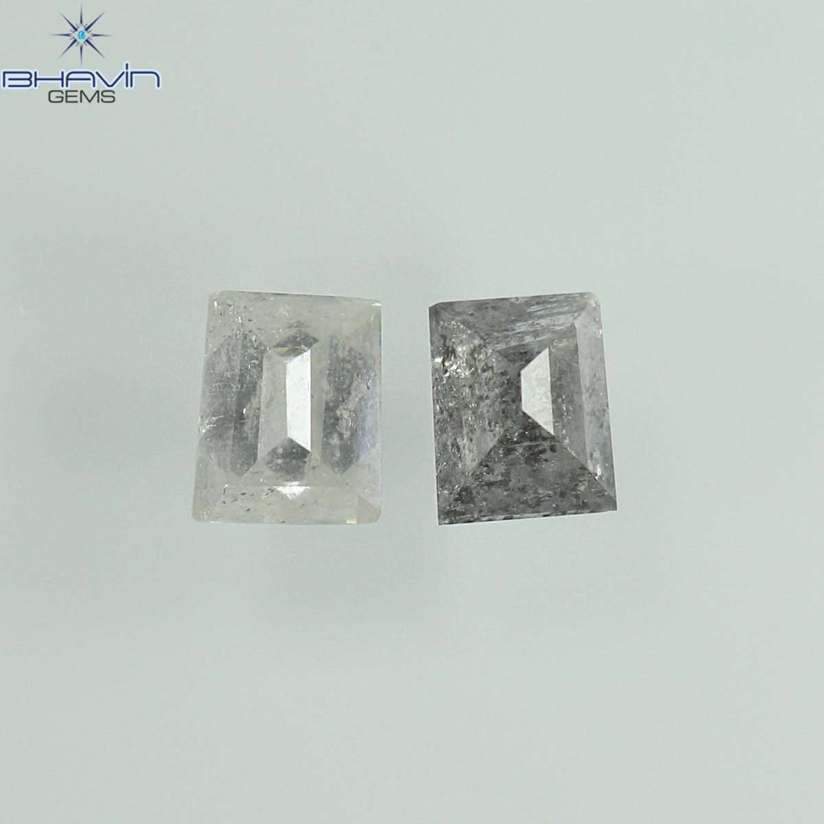 0.33 CT/2 Pcs Natural Square-Baguette Diamond Salt and Pepper Color Clarity I3 (3.57 MM)