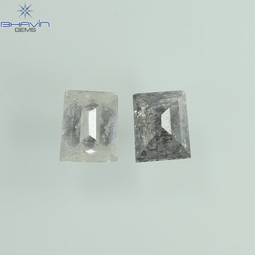 0.33 CT/2 Pcs Natural Square-Baguette Diamond Salt and Pepper Color Clarity I3 (3.57 MM)