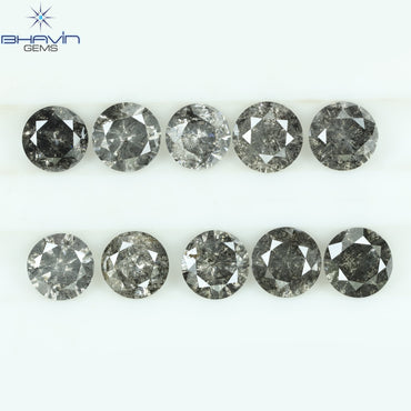 2.34 CT/10 Pcs Round Shape Natural Loose Diamond Salt And pepper Color I3 Clarity (4.00 MM)
