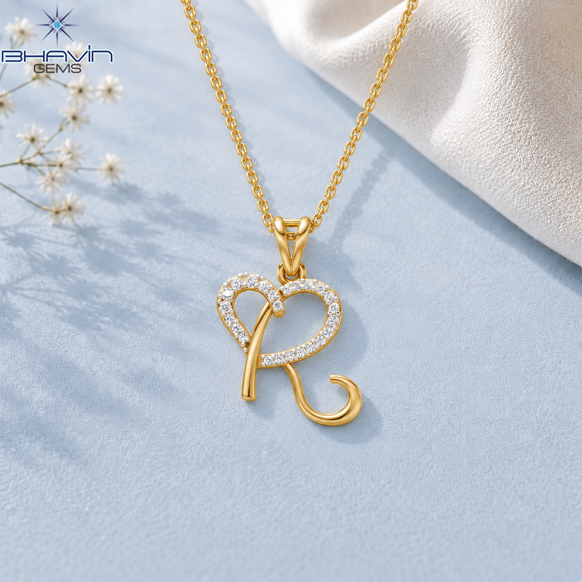 Diamond Accent Heart & Initial R Pendant Necklace