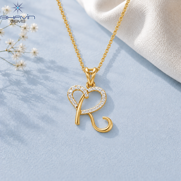 Diamond Accent Heart & Initial R Pendant Necklace