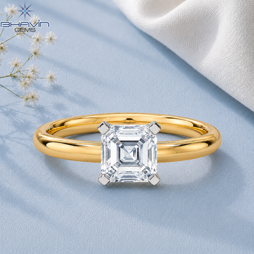 Asscher Cut Lab Grown Diamond Solitaire Engagement Ring