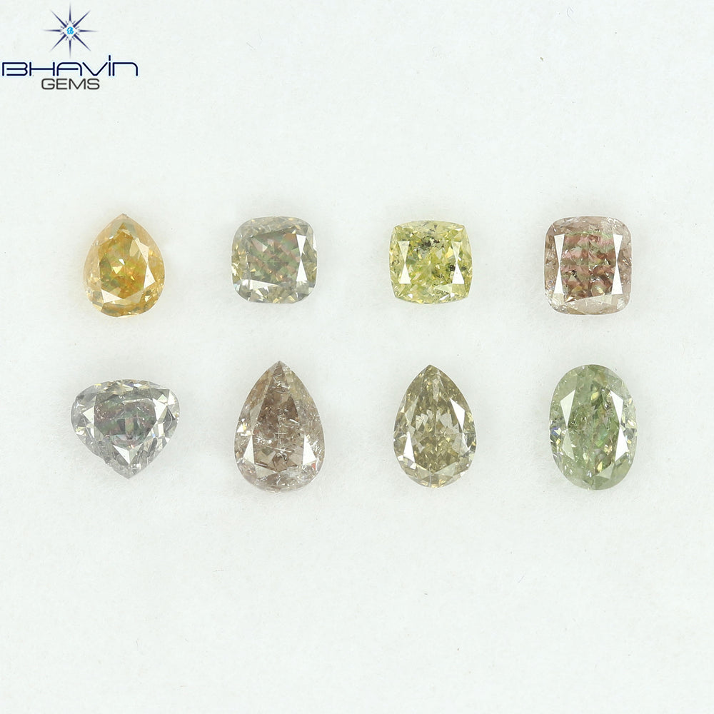 2.08 CT/8 Pcs Natural Mix Diamond Mix Fancy Color Clarity I1 (5.03 MM)