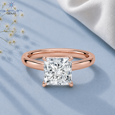 Princess Cut Solitaire Engagement Ring with Classic 4-Prong Basket in Rose Gold