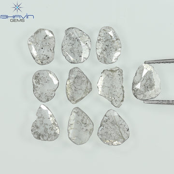 2.05 CT/10 Pcs Natural Slice Diamond Salt and Pepper Color Clarity I3 (6.46 MM)