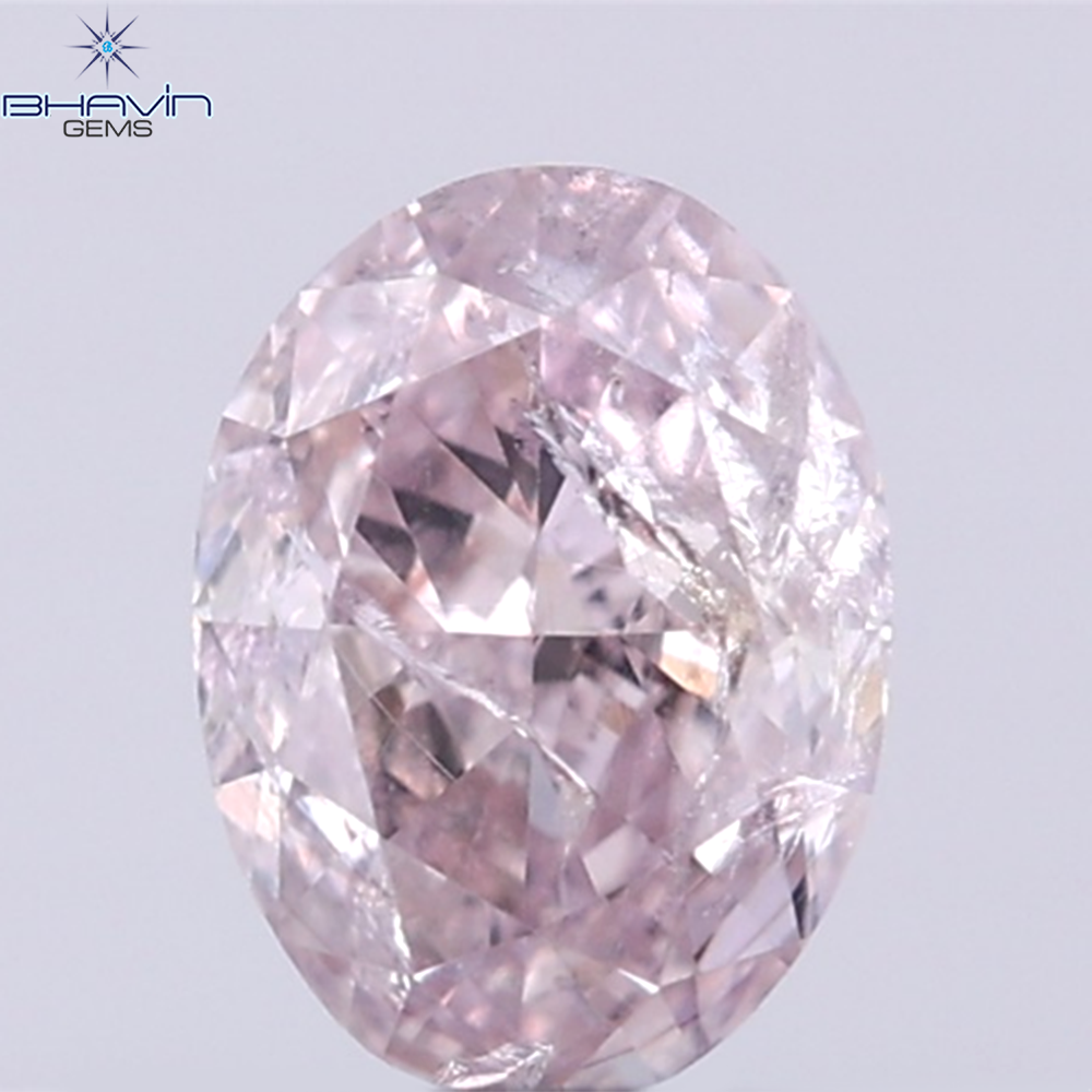 GIA Certified 0.55 CT Oval Shape Natural Diamond Brownish Pink Color I3 Clarity (5.69 MM)