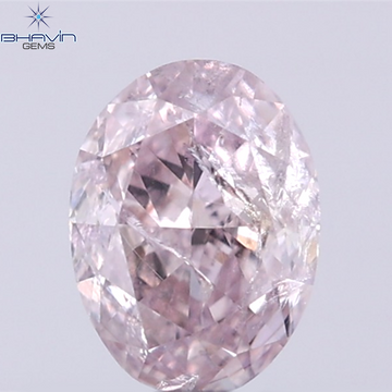 GIA Certified 0.55 CT Oval Shape Natural Diamond Brownish Pink Color I3 Clarity (5.69 MM)
