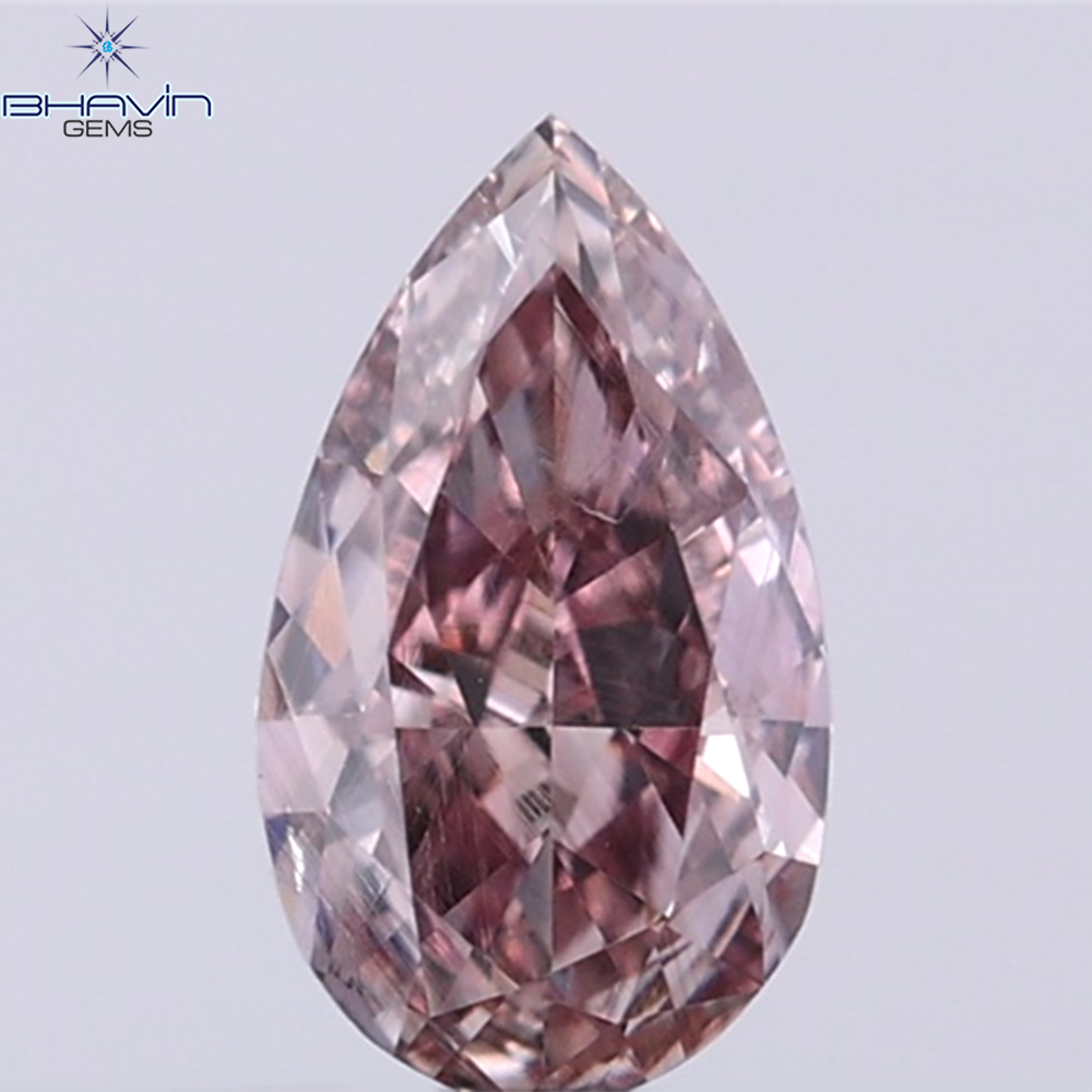 GIA認定0.40カラットペアシェイプダイヤモンドピンクブラウンカラー天然ルースダイヤモンド（6.36MM）