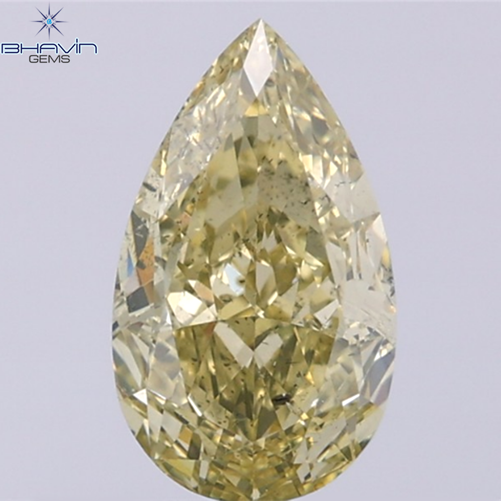 GIA Certified 2.00 CT Pear Diamond Brownish Greenish Yellow (CHAMELEON) Color Natural Loose Diamond (10.72 MM)