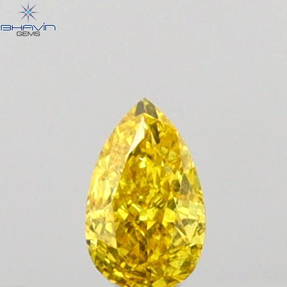 0.09 CT Pear Shape Natural Diamond Yellow Color VS2 Clarity (3.55 MM)