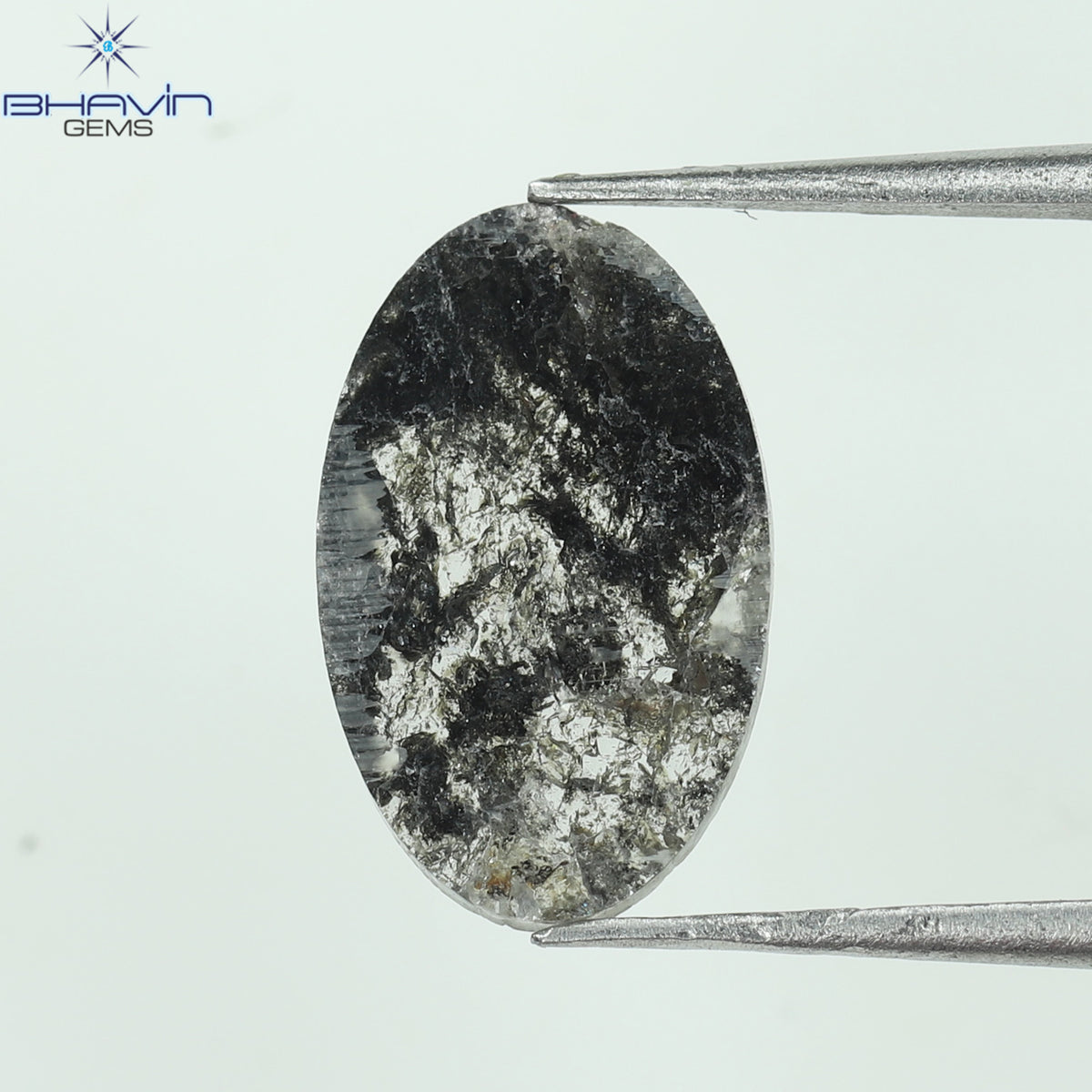 3.36 CT ペア スライス シェイプ ナチュラル ダイヤモンド ソルト アンド ペッパー カラー I3 クラリティ (15.82 MM)