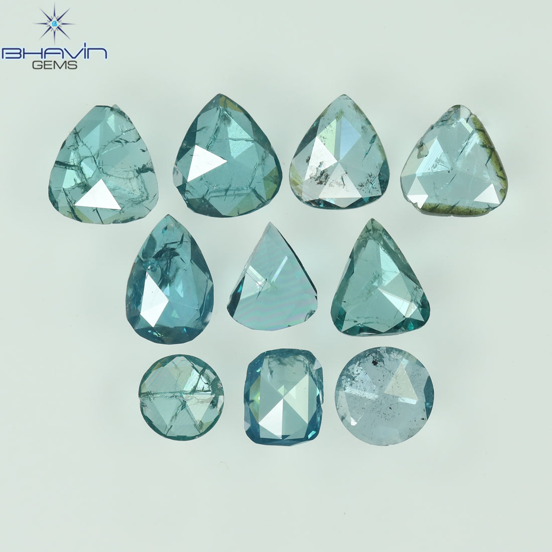 0.80 CT/10 Pcs Natural Mix Shape Diamond Enhanced Blue Color Clarity I1 (4.11 MM)