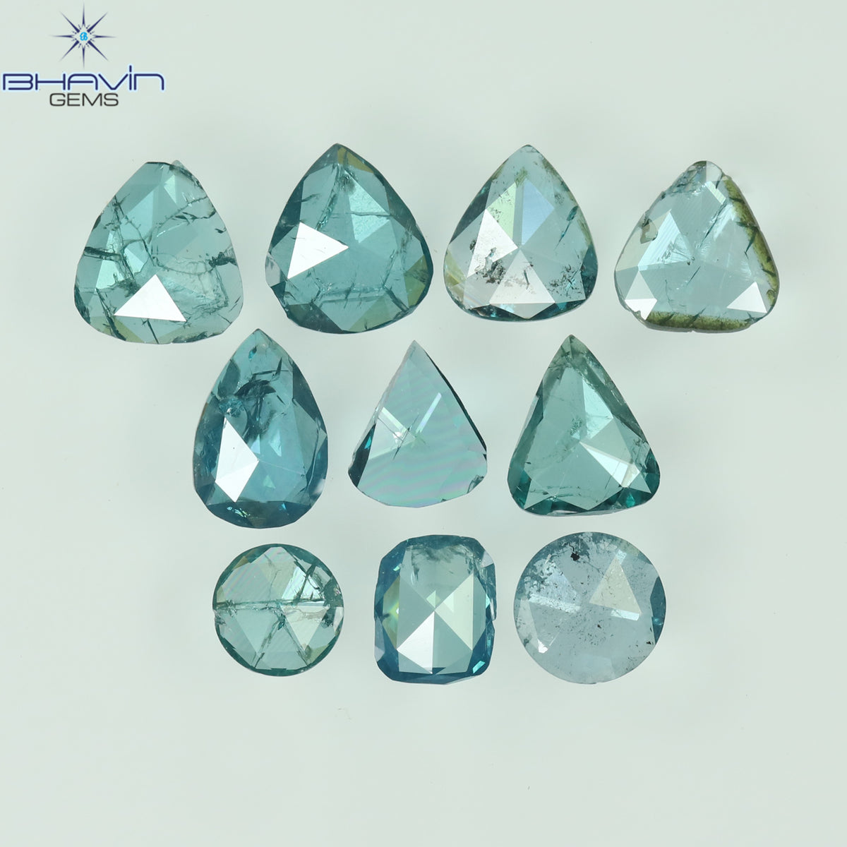 0.80 CT/10 Pcs Natural Mix Shape Diamond Enhanced Blue Color Clarity I1 (4.11 MM)