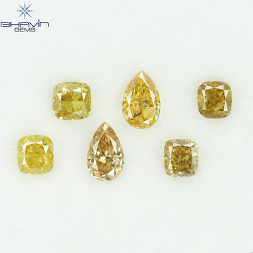 1.25 CT/6 Pcs Natural Mix Diamond Mix Fancy Color Clarity SI (5.00 MM)