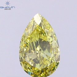 0.55 CT Natural Pear Diamond Intense Yellow Color Clarity VS2 (6.50 MM)