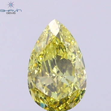 0.55 CT Natural Pear Diamond Intense Yellow Color Clarity VS2 (6.50 MM)