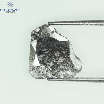 0.95 CT スライス シェイプ ナチュラル ダイヤモンド ソルト アンド ペッパー カラー I3 クラリティ (11.56 MM)