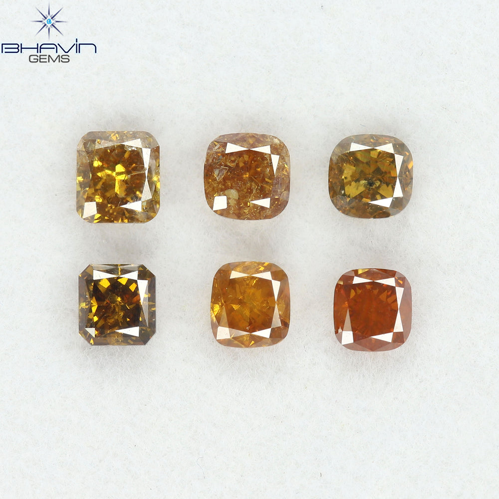 2.06 CT/6 Pcs Natural Mix Diamond Orange Color Clarity SI (4.15 MM)
