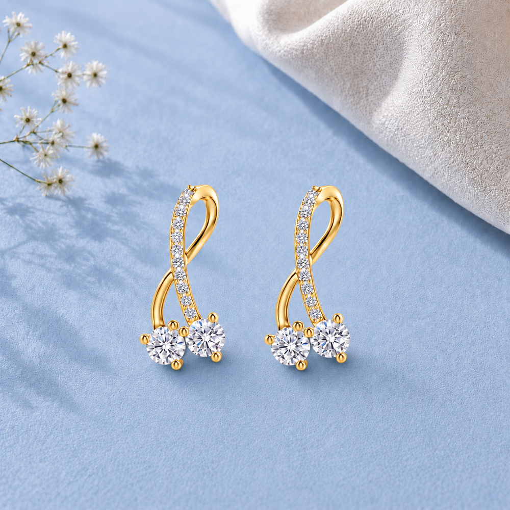 Twisted Double Diamond Drop Earrings