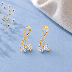 Twisted Double Diamond Drop Earrings