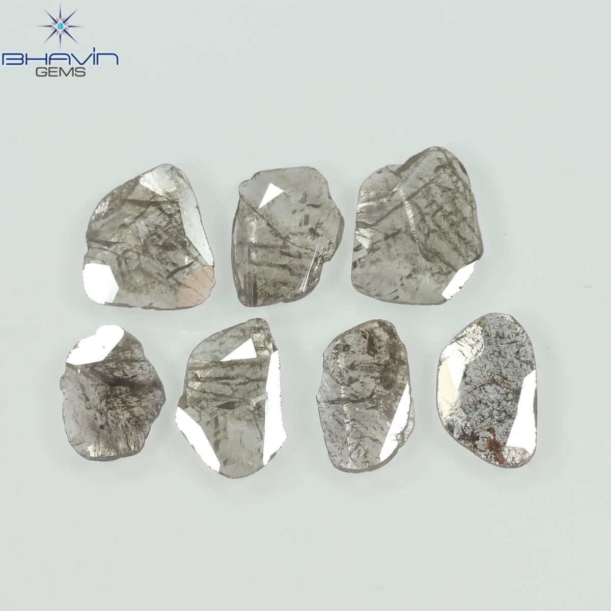 2.51 CT/7 Pcs Natural Slice Diamond Salt and Pepper Color Clarity I3 (8.37 MM)