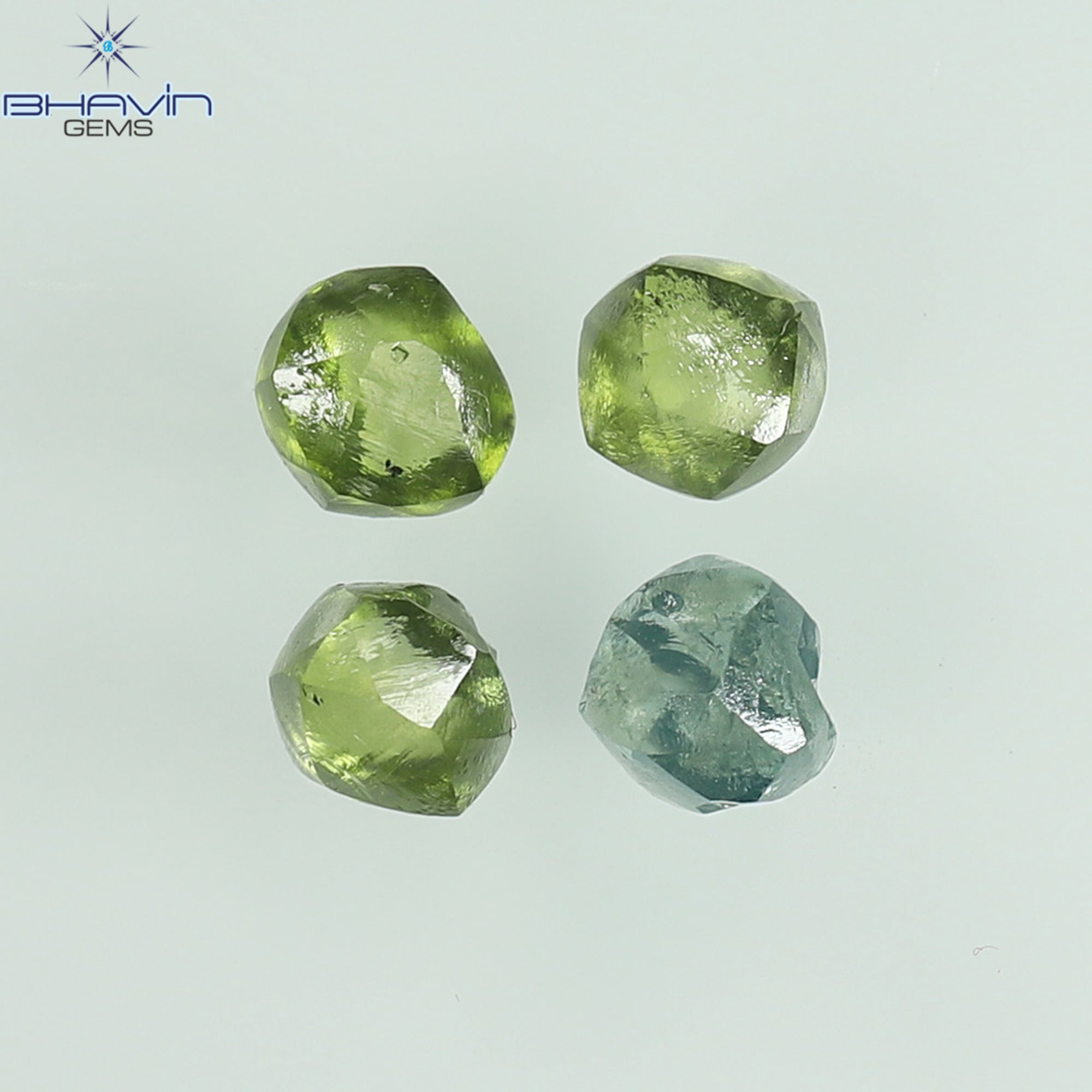 0.82 CT/4 Pcs Rough Shape Natural Diamond Green Blue Color VS-SI Clarity (3.30 MM)
