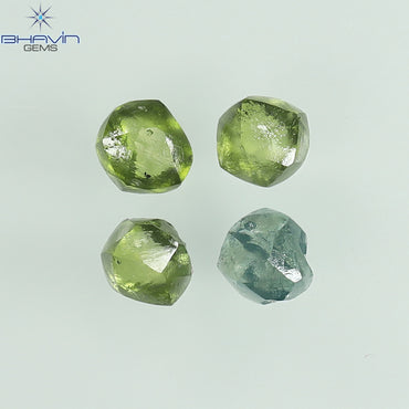1.07 CT/5 個、ラフ シェイプ、天然ダイヤモンド、グリーン ブルー カラー、VS2 クラリティ (3.62 MM)