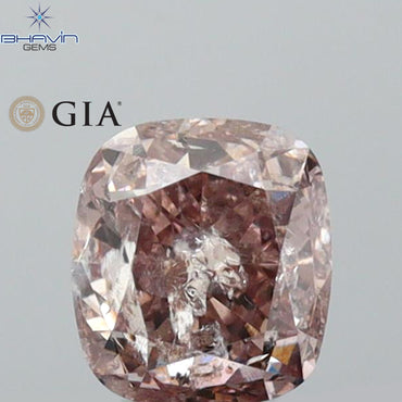 GIA Certified 1.02 CT Cushion Diamond Pink Brown Color Natural Loose Diamond I3 Clarity (5.29 MM)