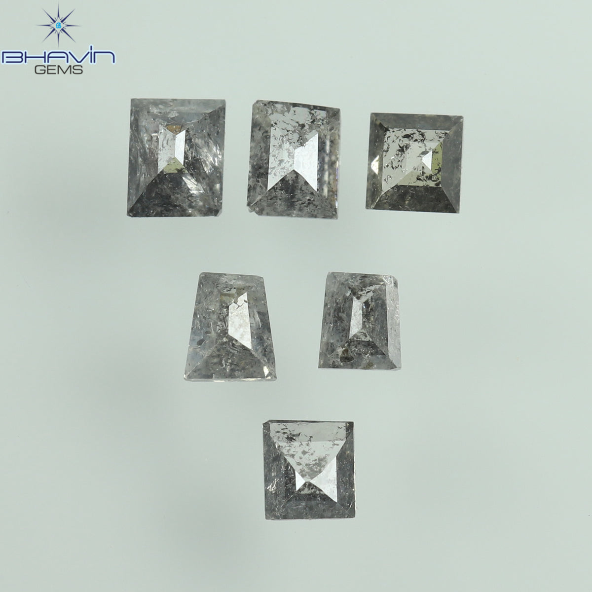 0.33 CT/6 Pcs Natural Square Baguette Diamond Salt and Pepper Color Clarity I3 (2.62 MM)