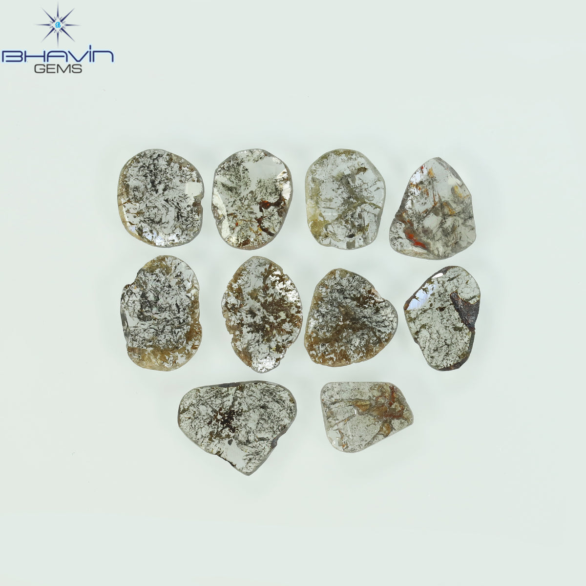 3.20 CT/10 Pcs Natural Slice Diamond Salt and Pepper Color Clarity I3 (5.94 MM)