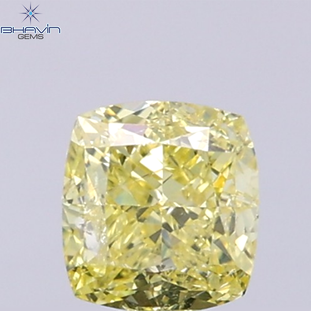 GIA Certified 1.01 CT Cushion Diamond Natural Yellow Color I2 Clarity (5.29 MM)