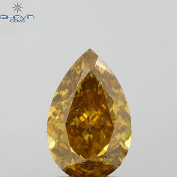 GIA認定 2.10 CT ペアシェイプ天然ダイヤモンド ブラウンイエローカラー I1 クラリティ (10.26 MM)